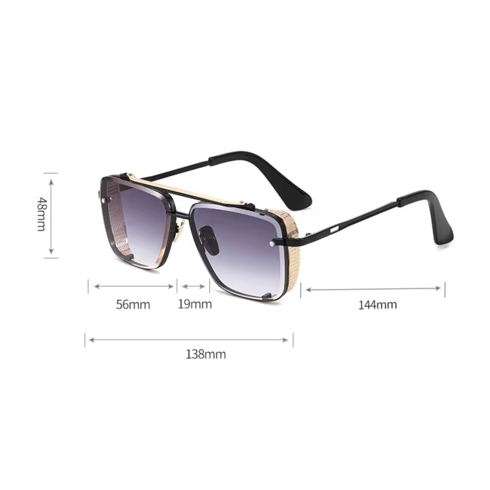 Square Aviator Sunglasses Mirror Lens Designer Men Women Sunglasses Eye Glasses - Picture 8 of 8
